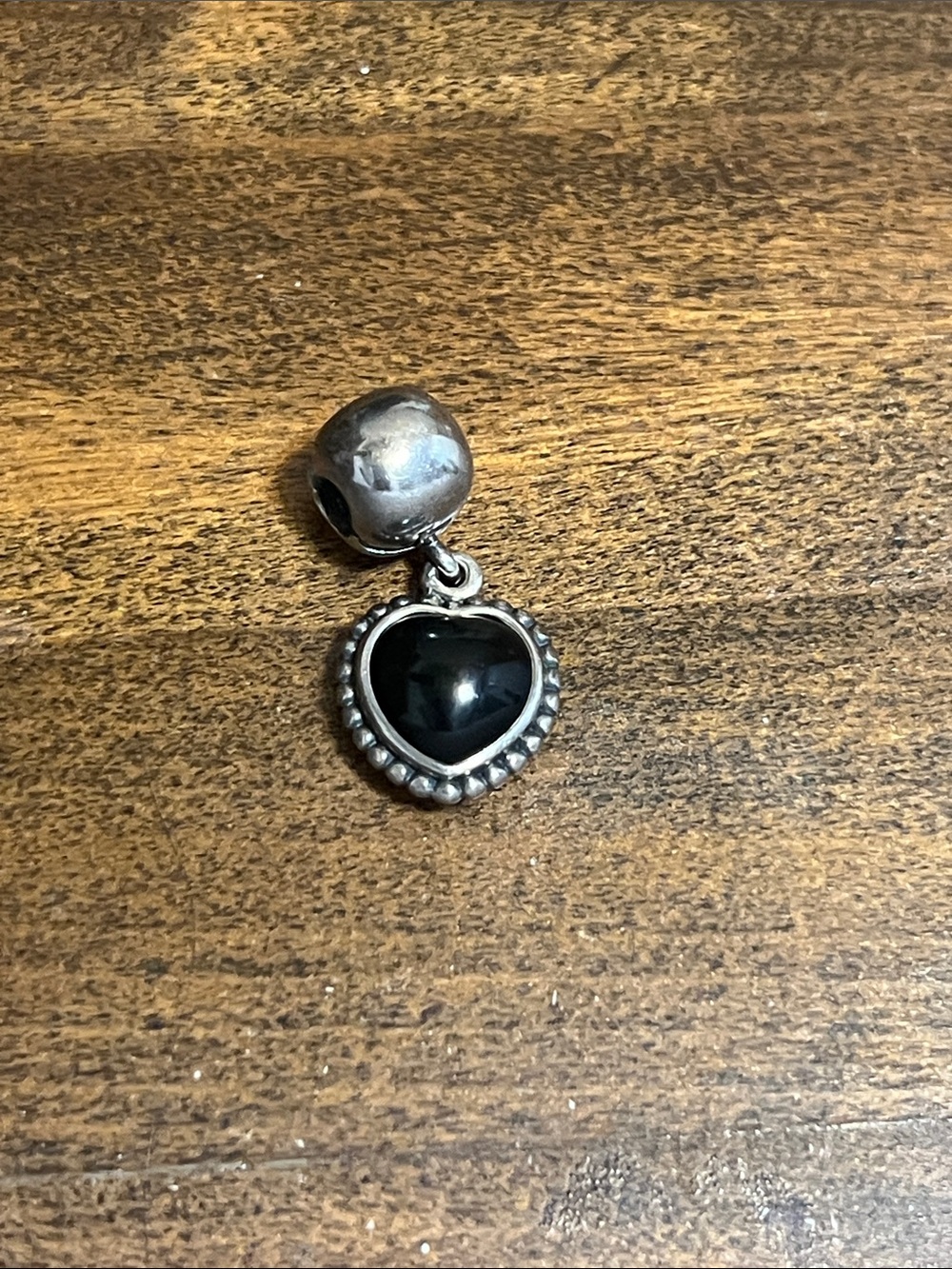 Pandora Sterling Silver Black Heart Dangle Charm